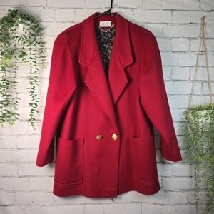 ASHLEY SCOTT VINTAGE WOOL DOUBLE BREASTED COAT GOLD BUTTONS LINED LARGE?